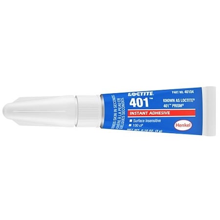Henkel General Purpose Instant Adhesive, Surface Insensitive, Tube, Viscous Liquid 401 3GM TUBE IDH 233641